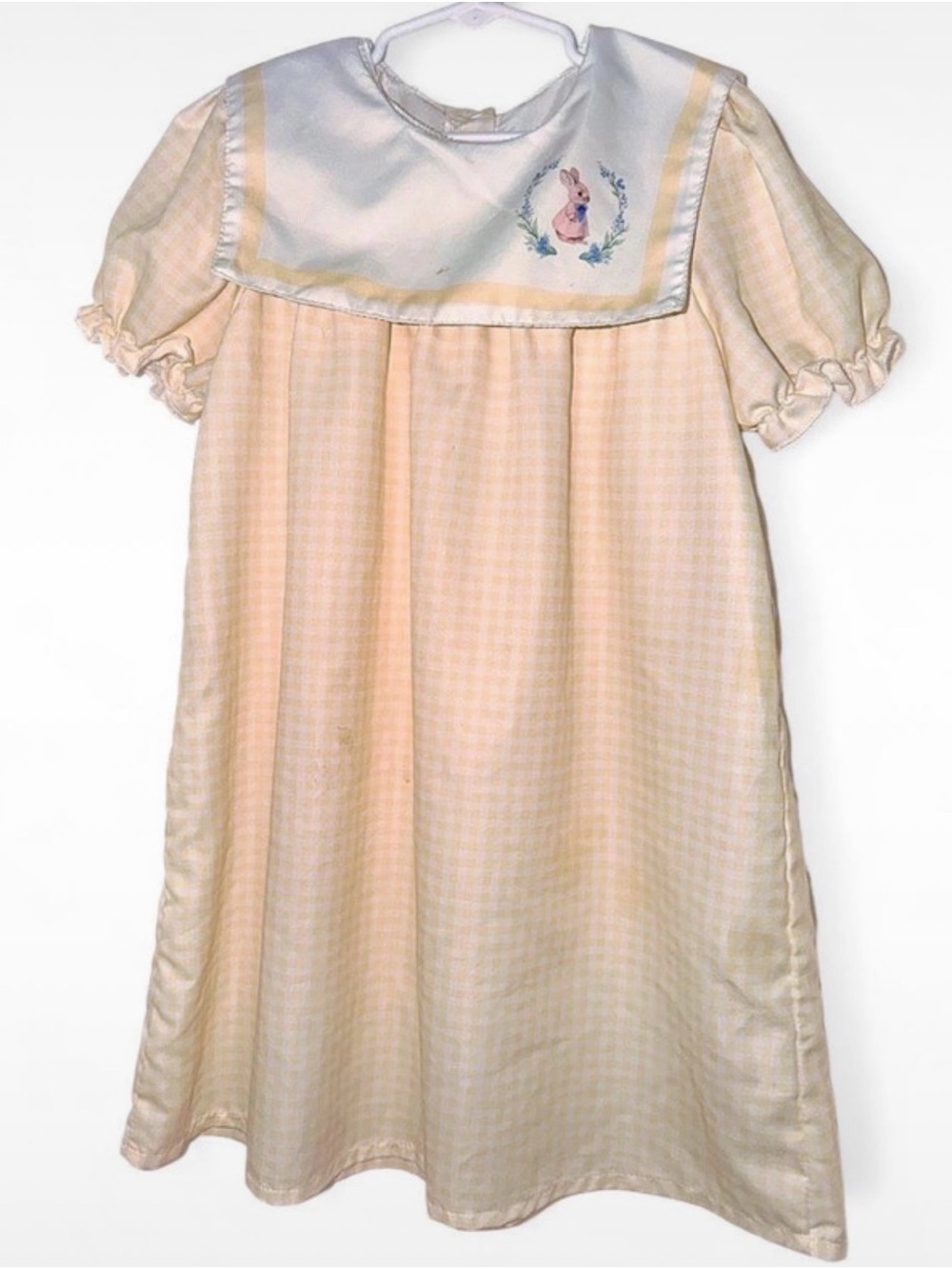 Girls' Pale Yellow Bunny Appliqué Dress